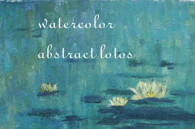 watercolor nature and landscape water lilies on the water