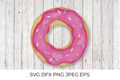 Donut SVG. Cute doughnut with pink glaze.