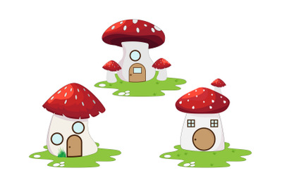 cute mushroom house cartoon