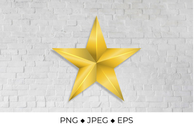 Metallic gold star, 3d golden star icon