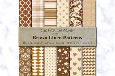 Brown Linen Digital Paper, Shabby Pattern, Scrapbook pack, textured Ba