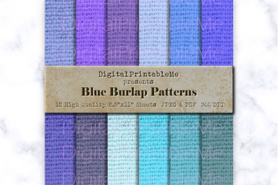 Blue Burlap Digital Paper, Shabby Chic Pattern, Scrapbook pack, textur