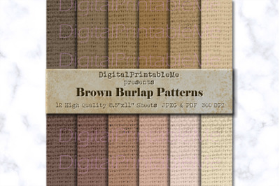 Brown Burlap Digital Paper Pack, Beige, Natural Variety of Shades, Mix