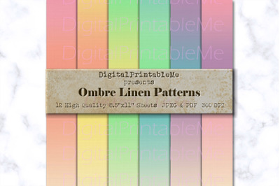 Ombre Linen Digital Paper Pack, Variety Shades, Color textures Scrapbo