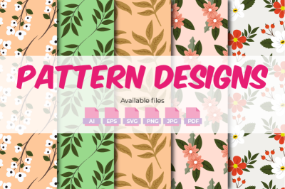 Seamless Flower Patterns - 5 Designs