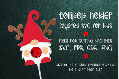 Christmas Gnome Lollipop Holder Template SVG