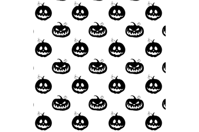 Pattern silhouette pumpkins, seamless wallpaper with black autumn