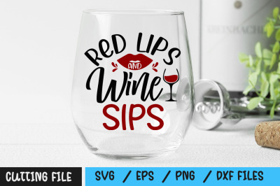 Red Lips and wine sips svg