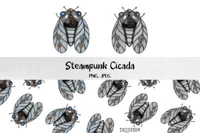 Hand-drawn Steampunk Cicada PNG