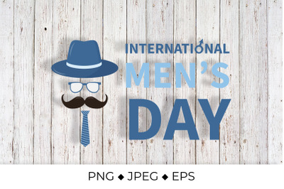 International Mens Day lettering with hipster