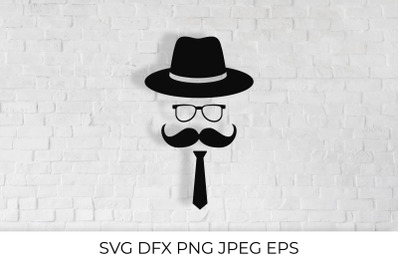 Hipster flat icon. Character with a beard, hat, and pipe. SVG