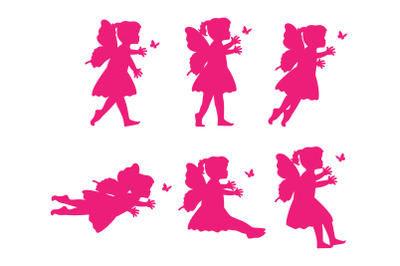 cute fairy child silhouette collection