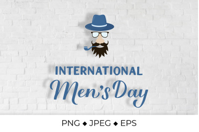 International Mens Day lettering with hipster