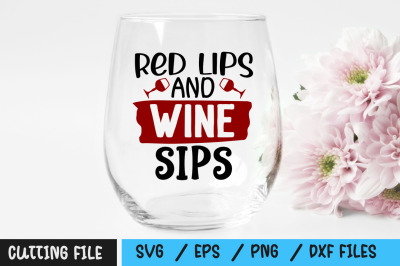 Red lips and wine sips svg