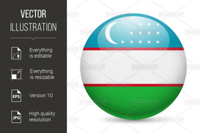 Round glossy icon of Uzbekistan