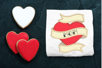 Mom Heart Tattoo | Applique Embroidery