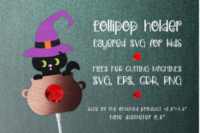 Black Cat Lollipop Holder Template SVG