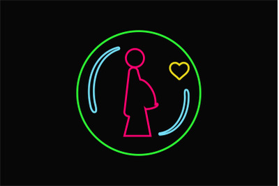 Medical Icon Neon Line with Pregnancy&#039;s Clinic