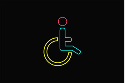 Medical Icon Neon Line with Wheelchair