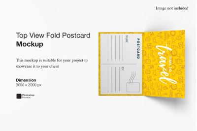 Top View Fold Postcard Mockup