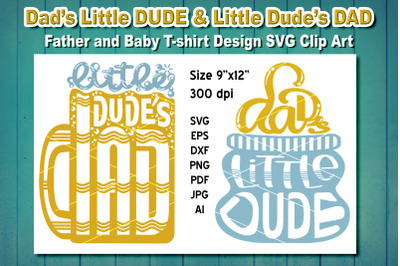 Father &amp; Baby T-shirt Design SVG Clipart Graphic Illustration for Cut