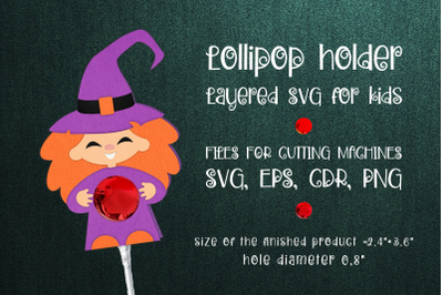 Halloween Witch Lollipop Holder Template SVG
