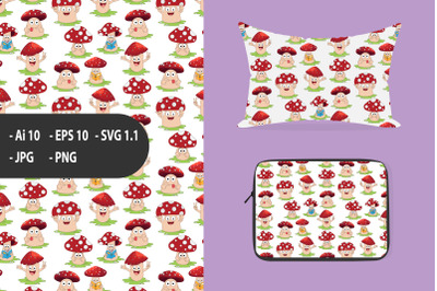 cute mushroom cartoon pattern