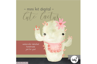 Cute Cactus Mini Digital Watercolor Set