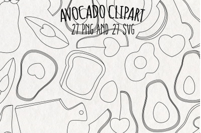 Avocado Digital stamps SVG Clipart |Set of 27
