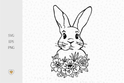 Bunny flower svg, Rabbit face svg, Easter bunny svg