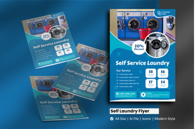 Self Service Laundry Flyer Brochure Template