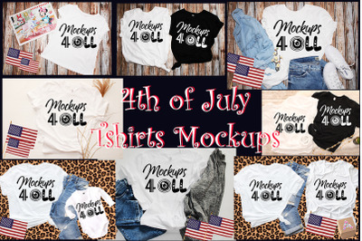 4th of July T-shirts Mockups Bundles, 21 MOck Up
