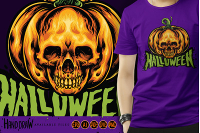 Halloween Jack O Lantern Pumpkin Skull SVG Illustrations