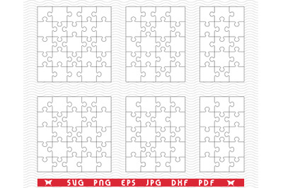 SVG White Puzzles, Separate Parts, digital clipart