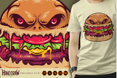 Monster Burger Terror SVG Illustration