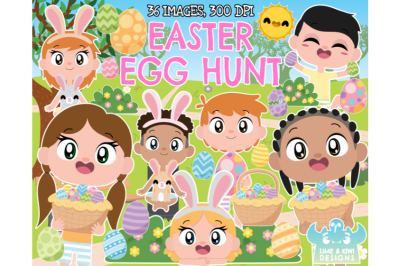 Easter Egg Hunt Clipart - Lime and Kiwi Designs