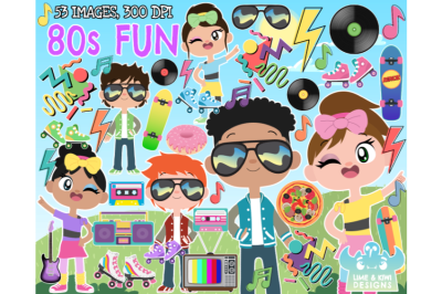 80s Fun Clipart - Lime and Kiwi Designs