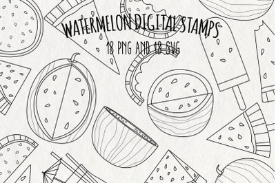 Watermelon Digital Stamps | Set of 18