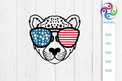 4th Of July Cheetah With Sunglasses USA America