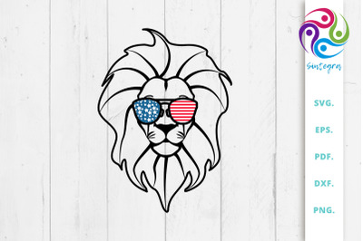 4th Of July Lion With Sunglasses USA America