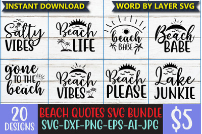 Beach Quotes SVG Bundle, Summer SVG Bundle