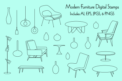 Modern Furniture Digital Stamps