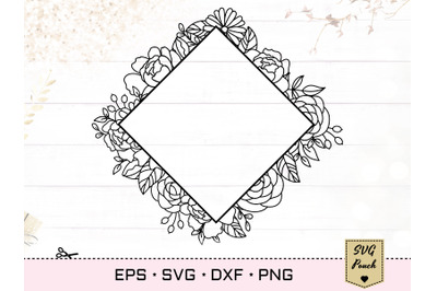 Floral full square frame SVG