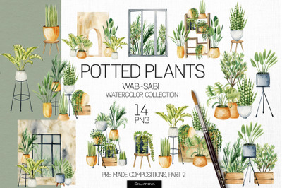 Potted plants, Part 2. Interior clipart