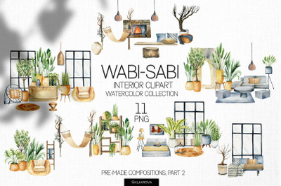 Wabi-sabi interior scenes clipart, Part 2