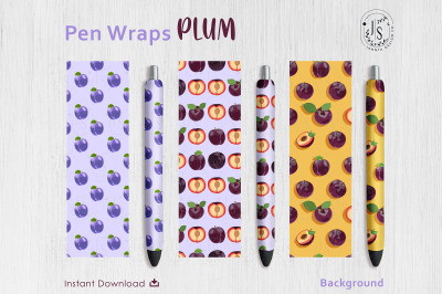 Plum Fruit Pen Wraps PNG File Set