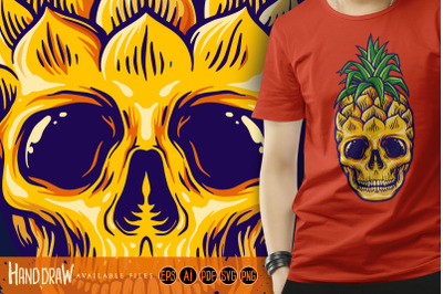 Tropical Pineapple Skull Summer Mascot SVG Illustrations