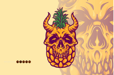 Pineapple Skull Summer SVG Illustrations