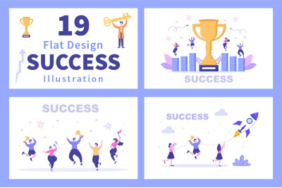 19 Success Flat Design Illustration