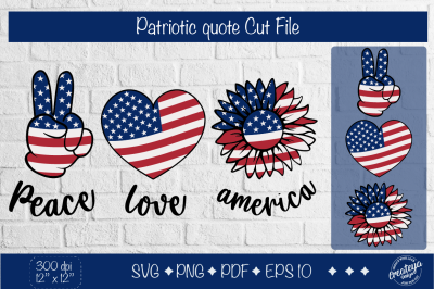 Patriotic SVG quotes&2C; America sunflower&2C; heart flag svg